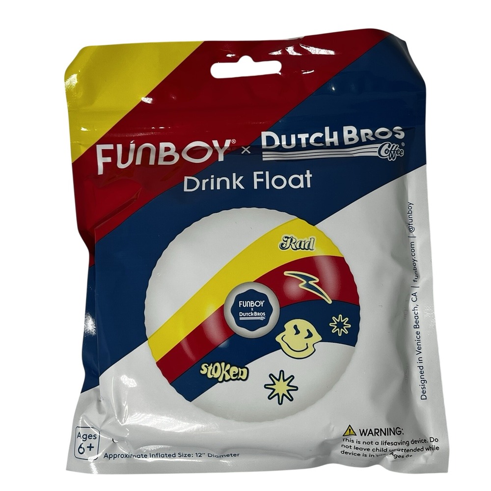 Funboy x Dutch Bros Drink Float Set of 2 White Multi Inflatable Pool Accessory